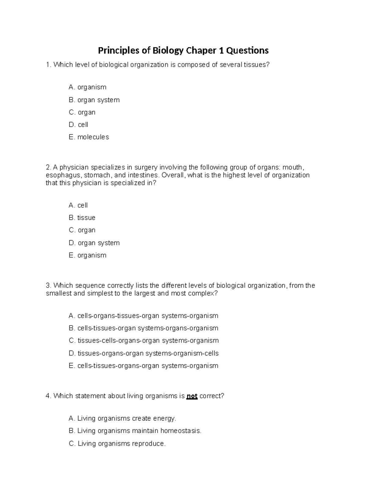 Principles of Biology Chapter 1 Questions - Studocu