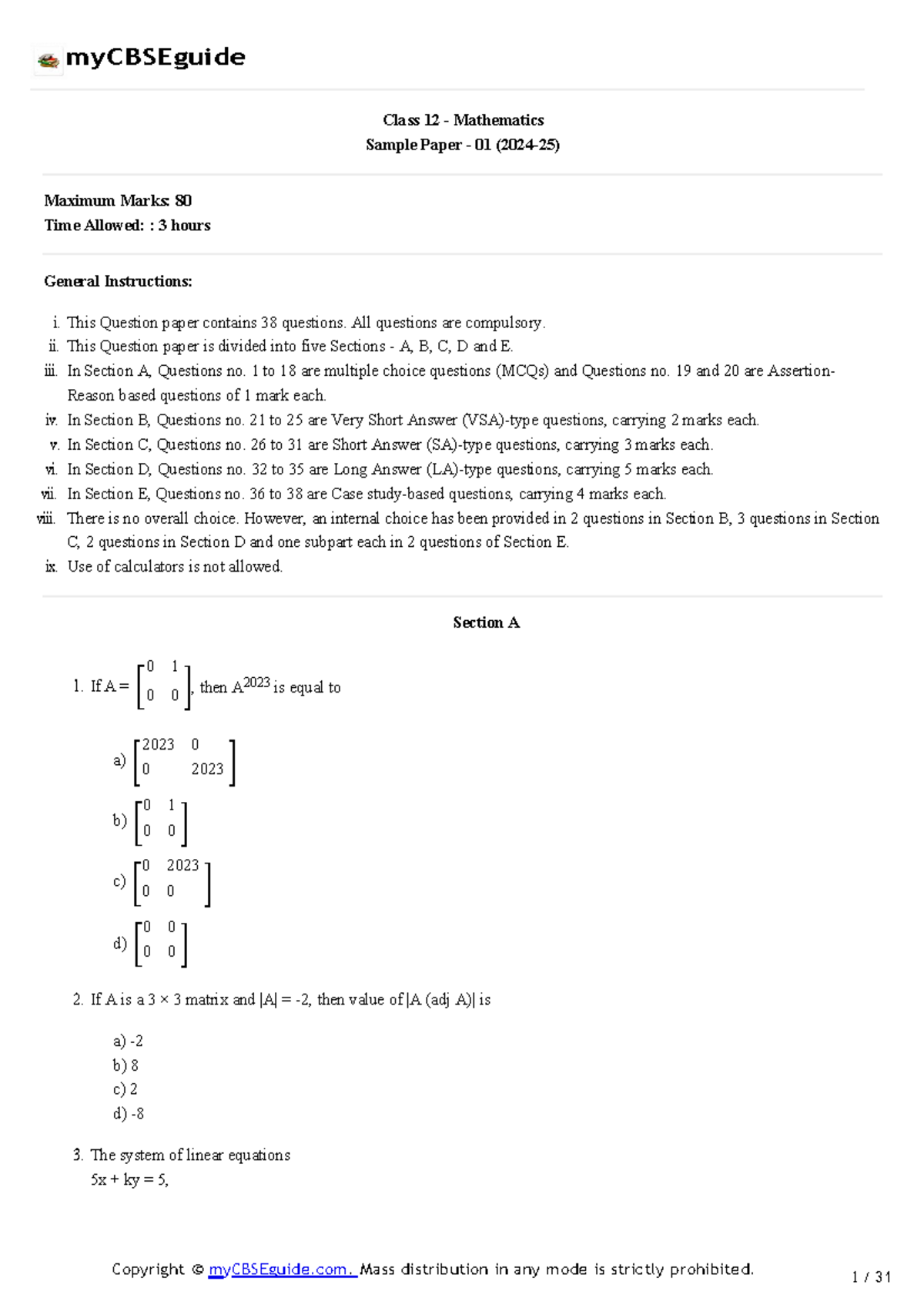 12 maths sp 01f - ... >. - [ ] [ [ ] [ ] [ ] Class 12 - Mathematics ...