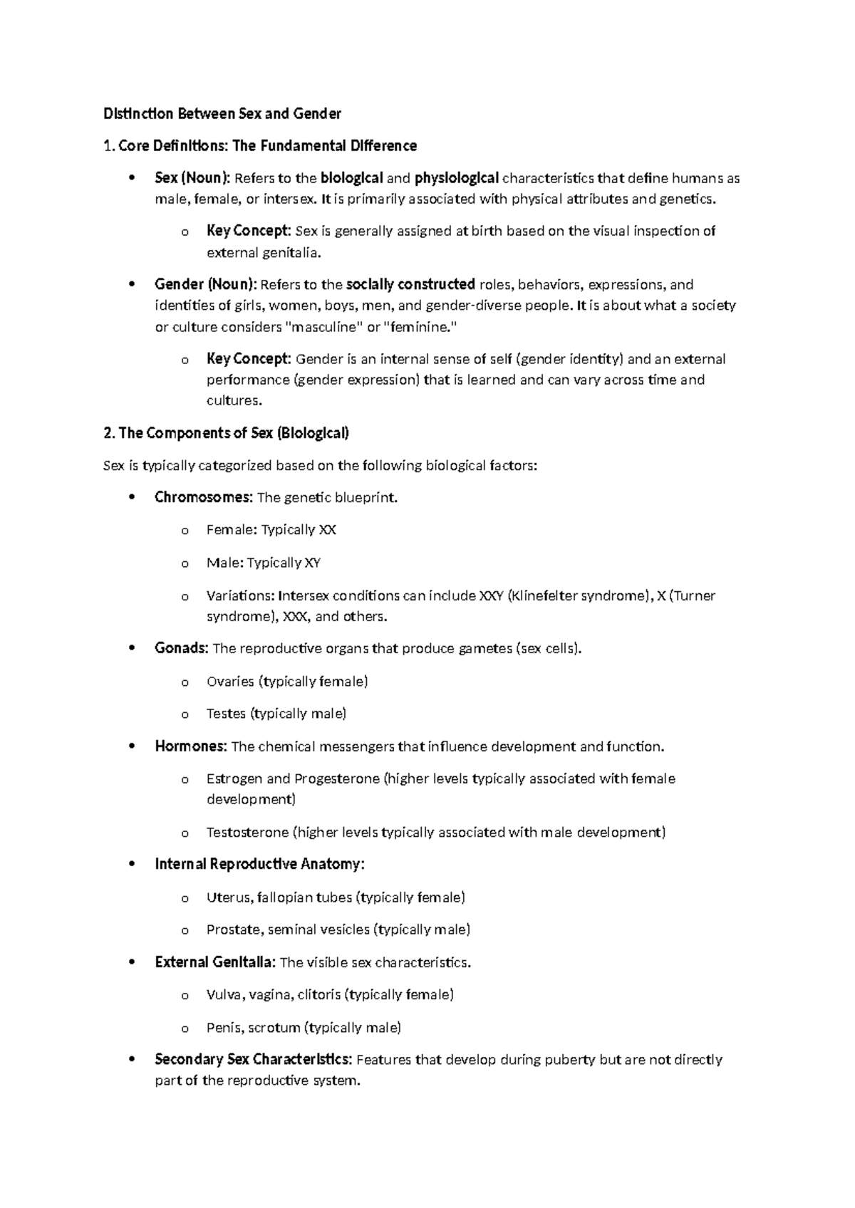 Distinction Between Sex and Gender: Core Concepts and Misconceptions ...