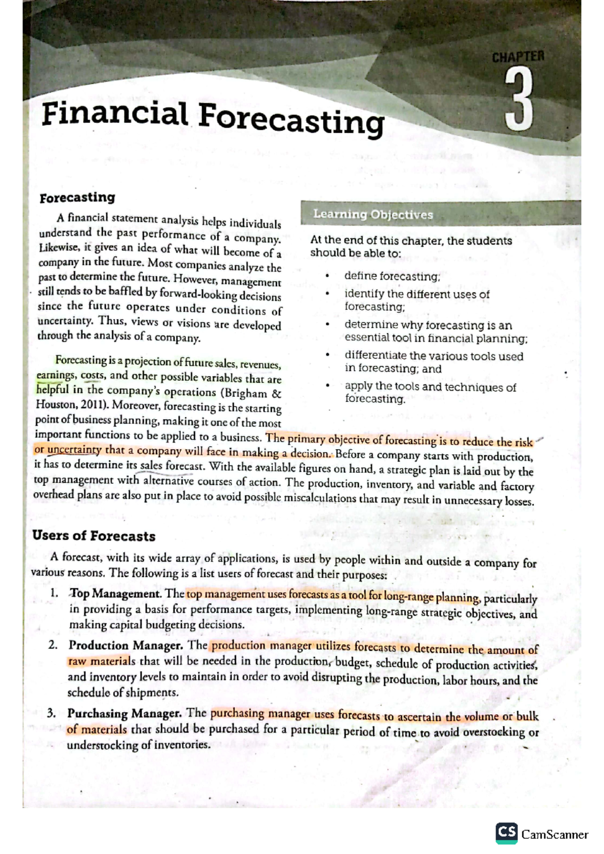 CHAPTER 3: Financial Forecasting Techniques and Applications - Studocu