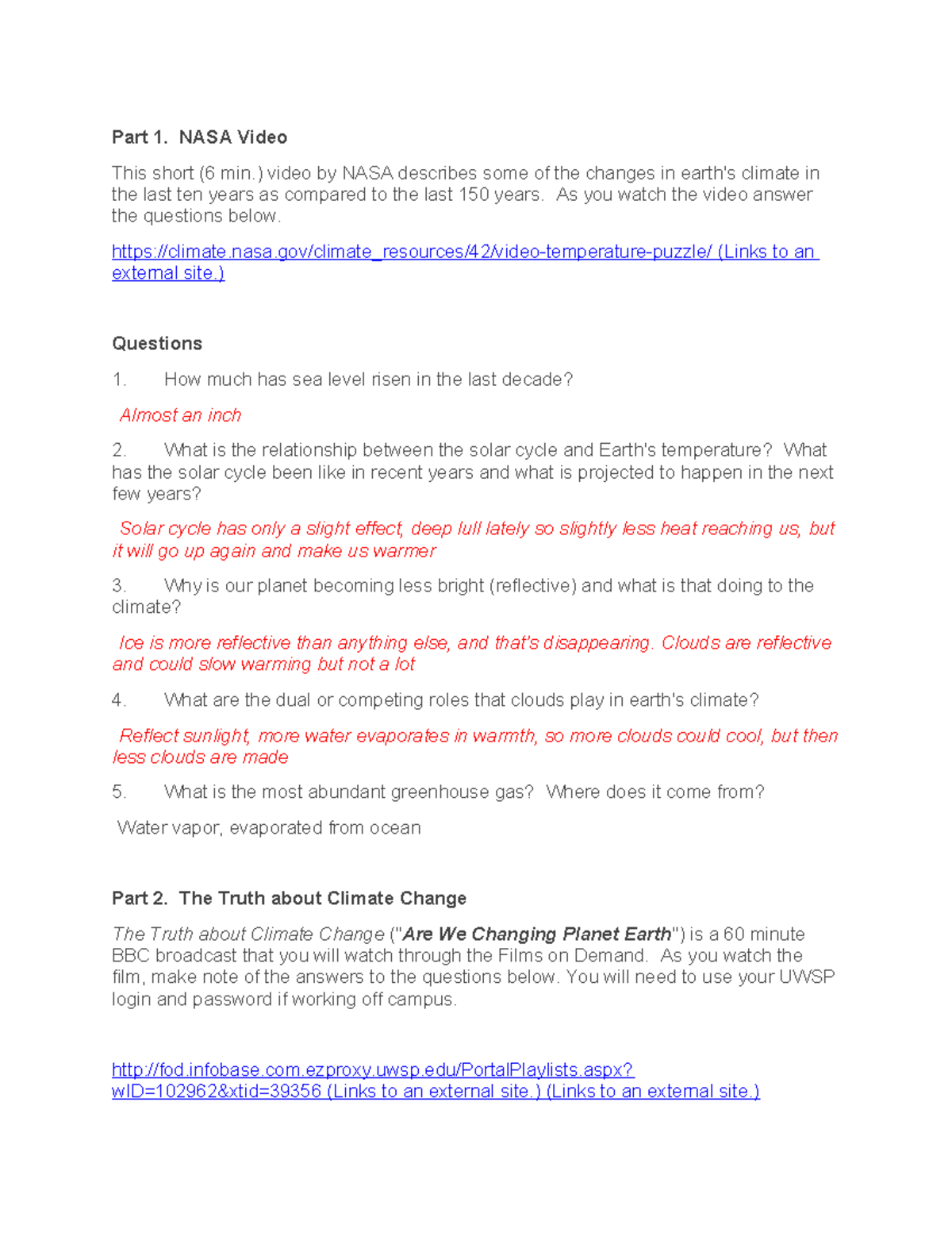 Geog100 Lab4 - Climate Change Assignment Analysis and Questions - Studocu
