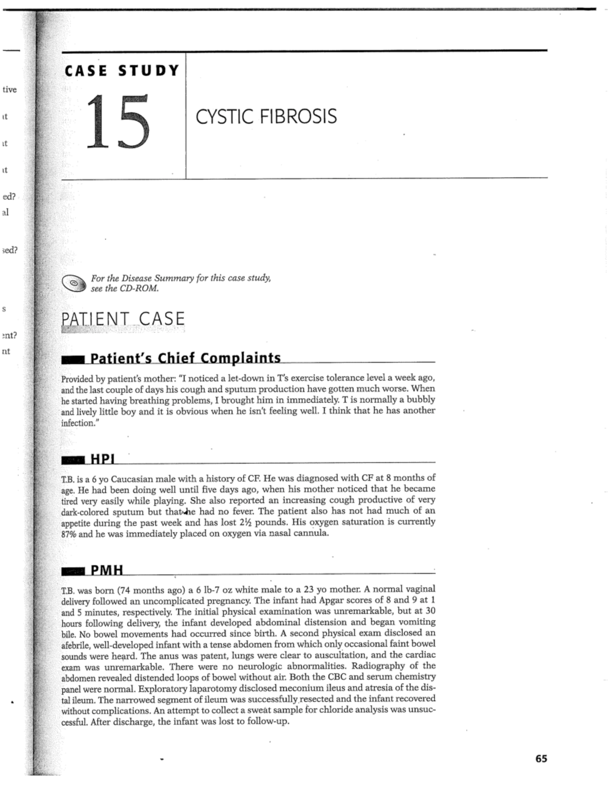 Cystic Fibrosis case study - NUR 209 - Studocu