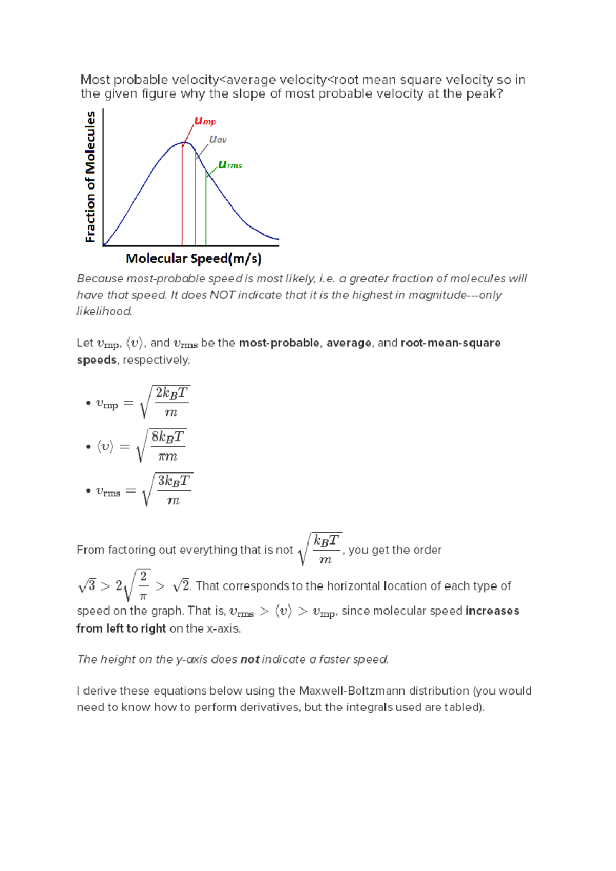 Derivation of Urms, Uavg, Ump from Maxwell’s Distribution Function ...
