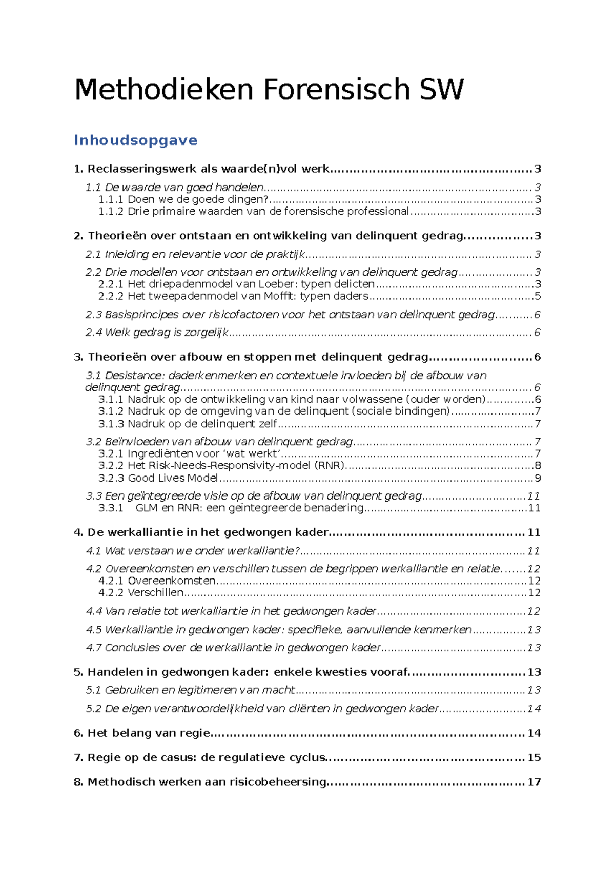 Methodieken Forensisch SW: Analyzing Delinquent Behavior Dynamics - Studocu