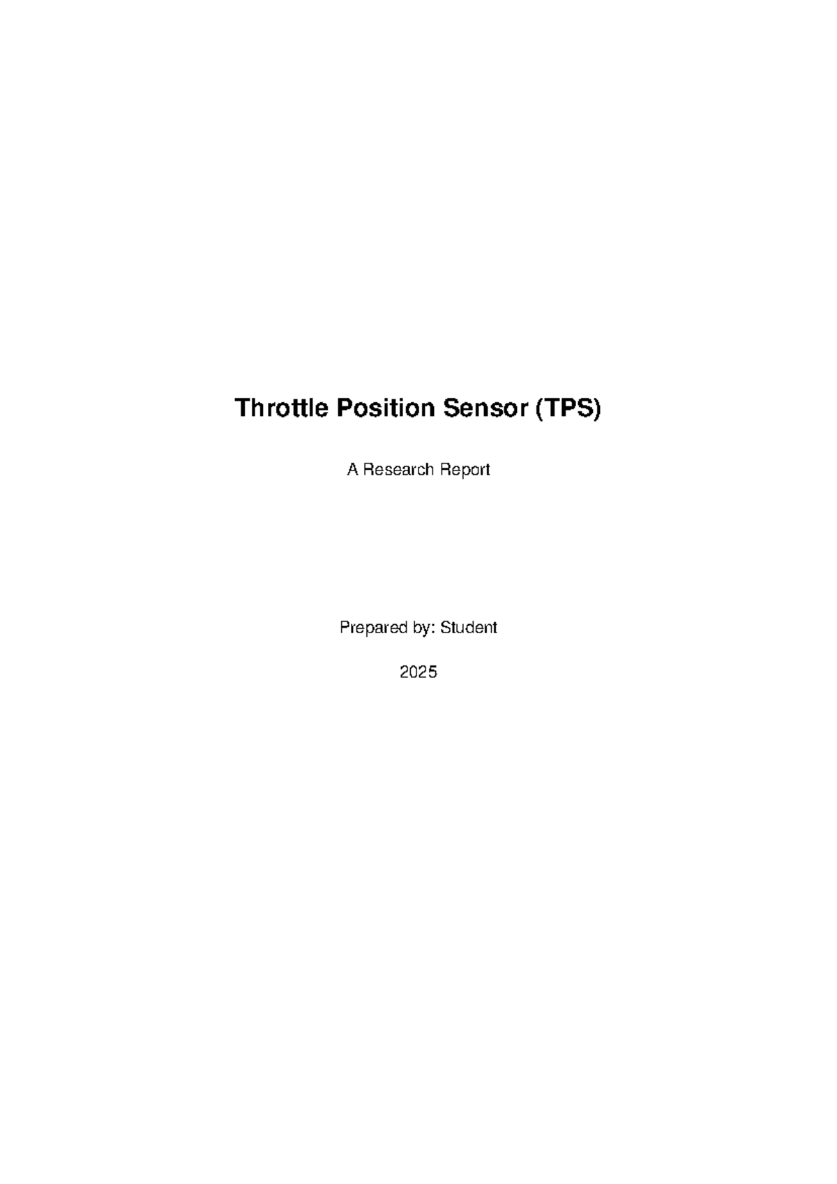 TPS Research Report: Understanding Throttle Position Sensor Functions ...