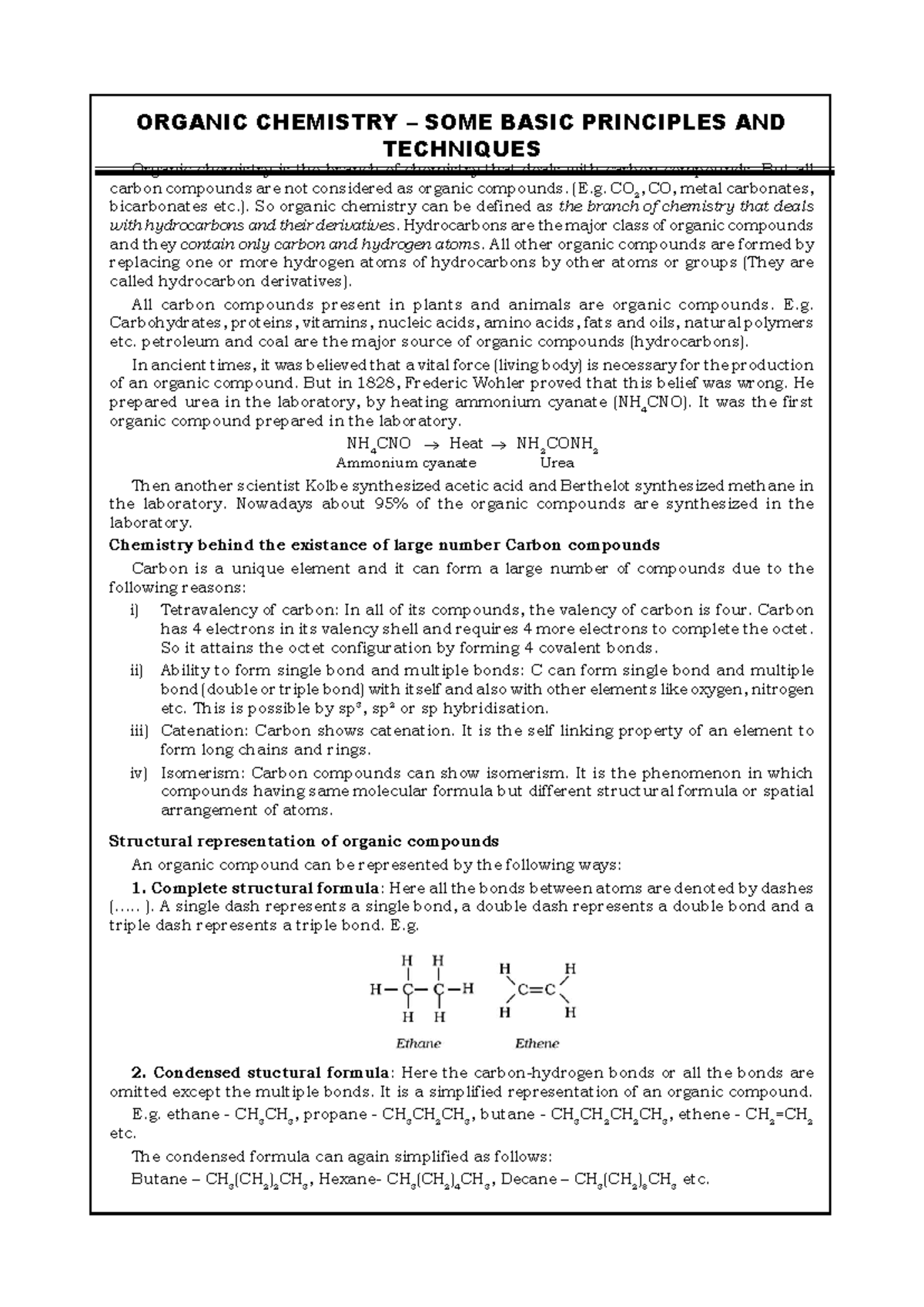 O.C - Basic Principles & Techniques in Organic Chemistry - Notes - Studocu
