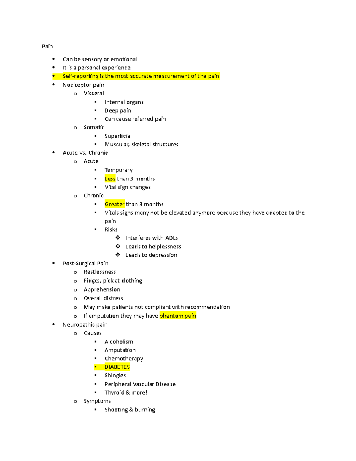 Pain Management Strategies - Exam 1 2nd Semester Notes - Studocu