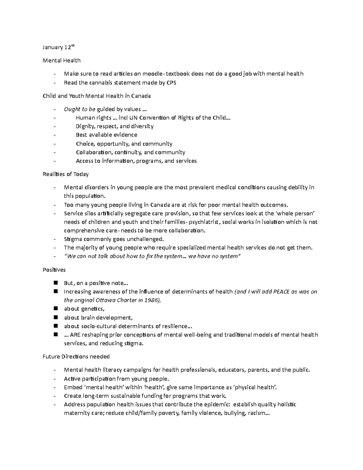 Mental Health Insights & Future Directions - 315 Lecture Notes - Studocu