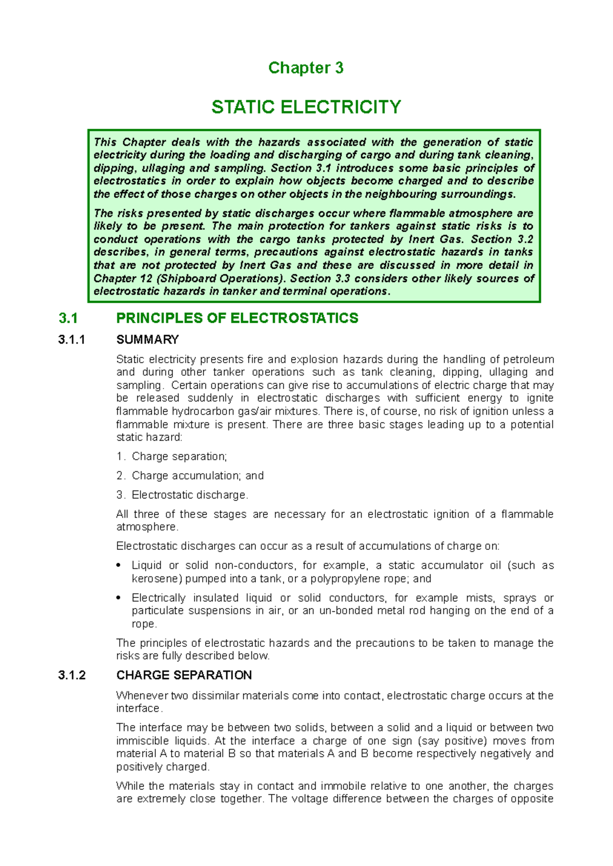 Isgott Chapter 3: Understanding Static Electricity Hazards - Studocu