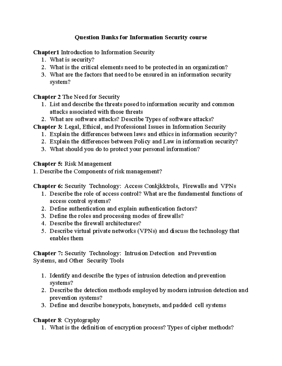 IS 101 Final Exam Study Guide: Security Questions & Concepts - Studocu