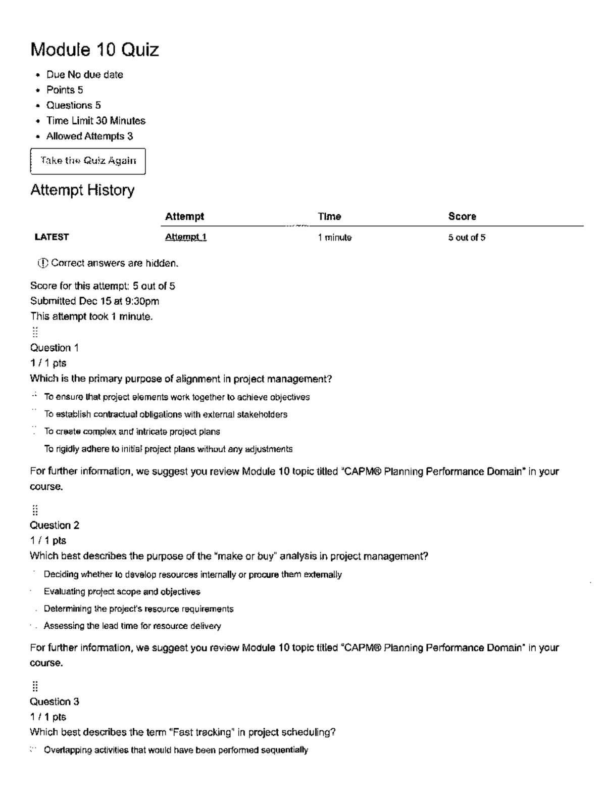 Module 10 Quiz (5 Questions, 30 Min, 5 Points) - Studocu