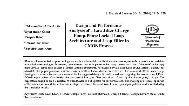 Design and Performance Analysis of Low Jitter Charge Pump in CMOS ...