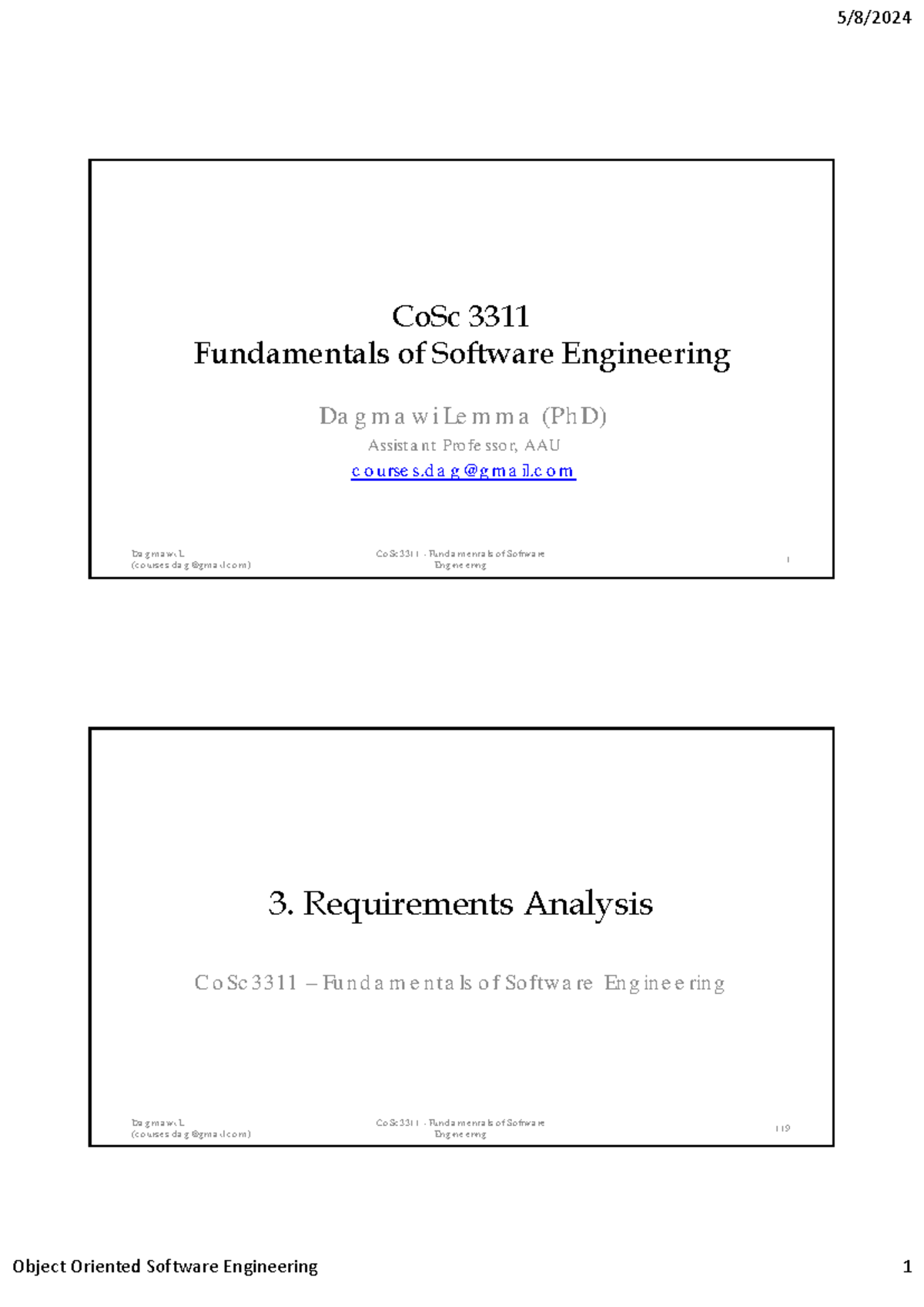 CoSc 3311 Final Exam Study Notes: Fundamentals of Software Engineering ...
