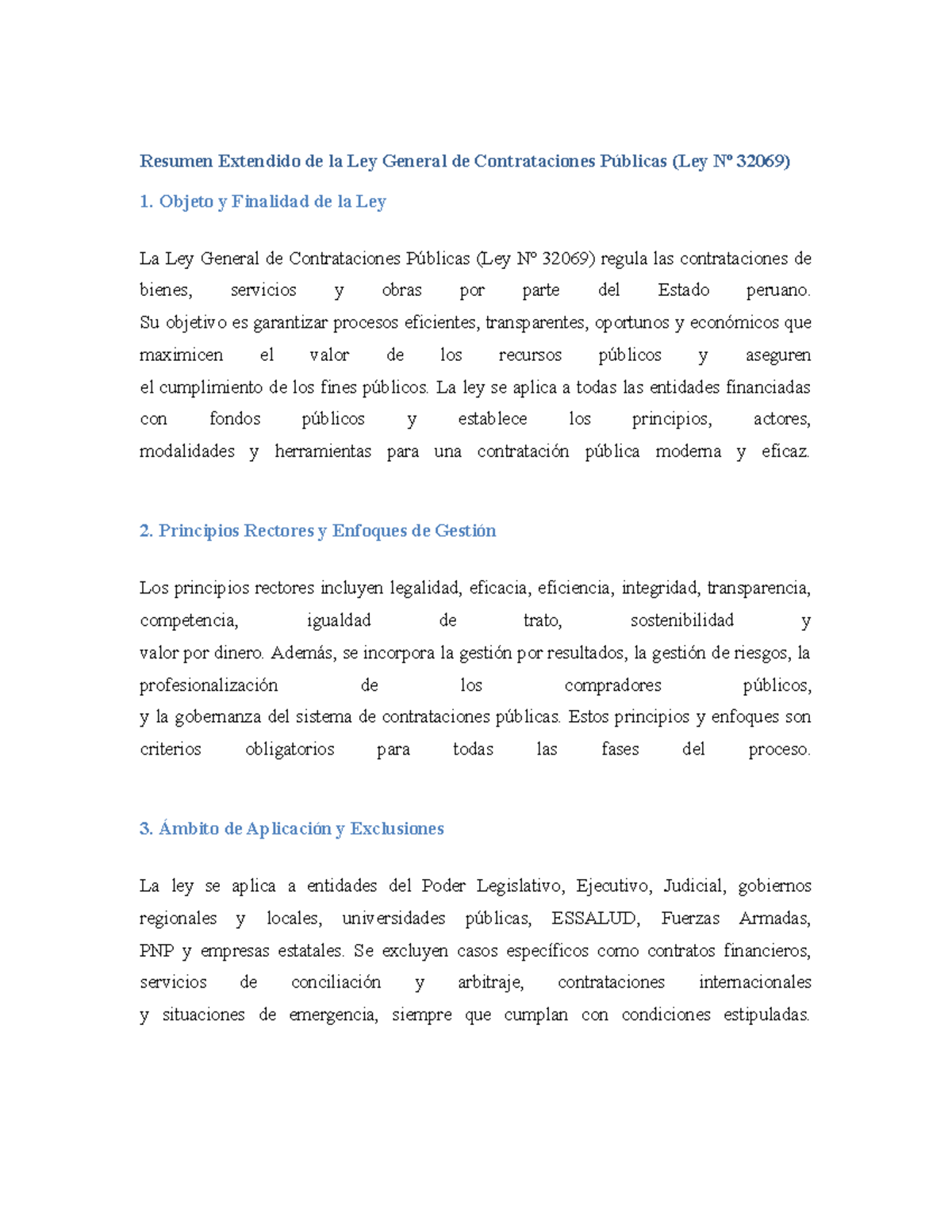 Resumen Extendido de la Ley General de Contrataciones Públicas (Ley Nº ...