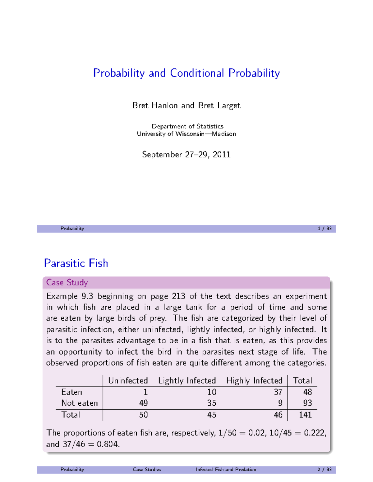 Probability Case Study: Analyzing Conditional Probabilities in Fish ...