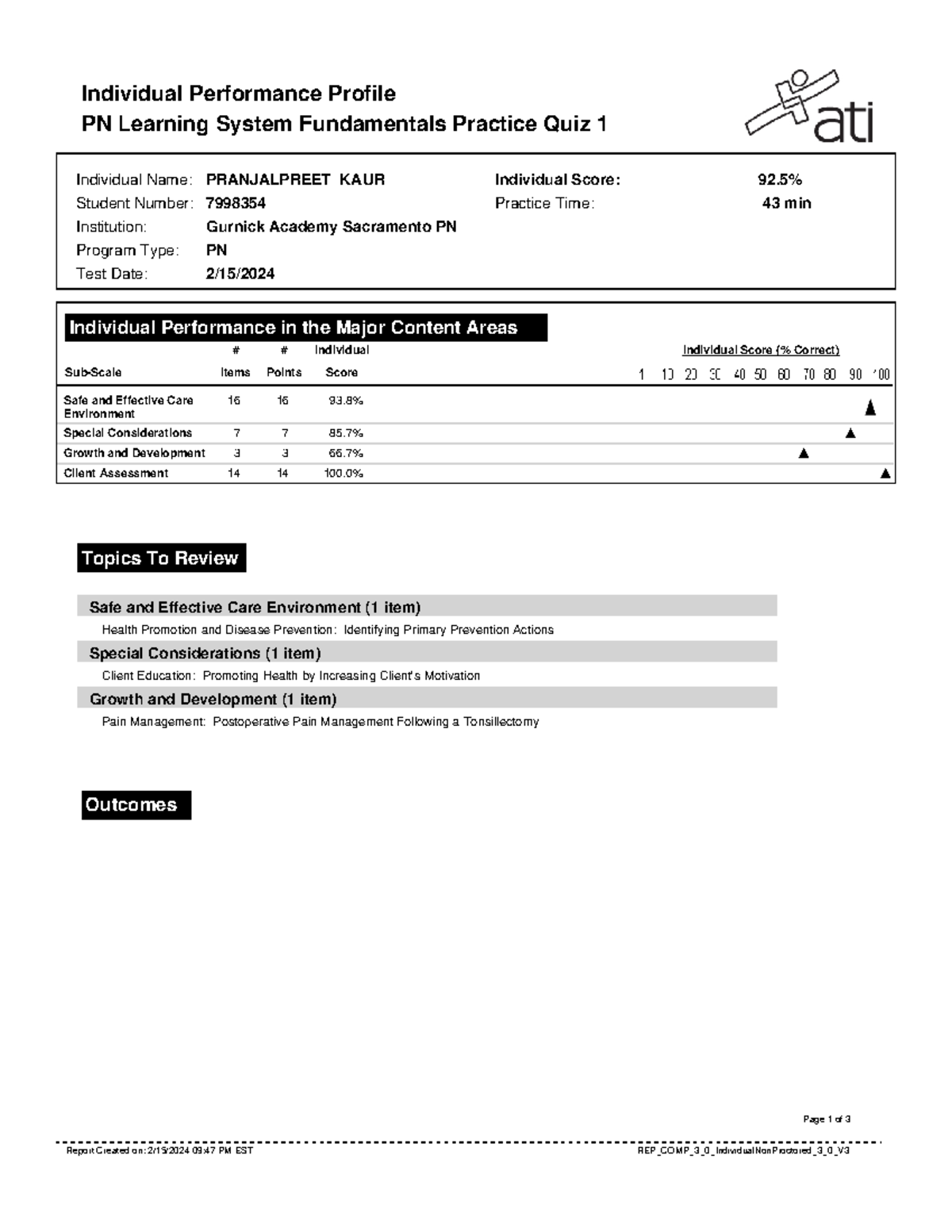 PN Learning System Fundamentals Practice Quiz 1 - Performance Report - Studocu
