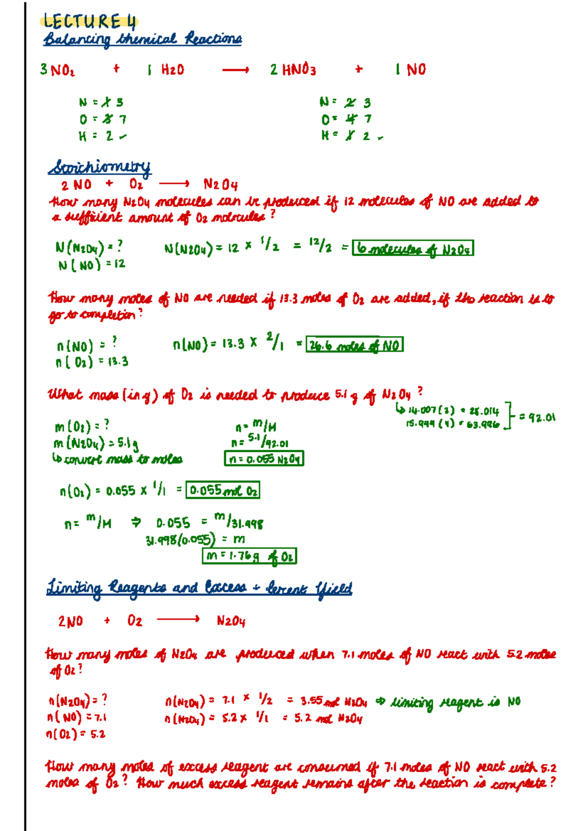 LECTURE 4: Balancing Chemical Reactions in CHEM1010 - Studocu