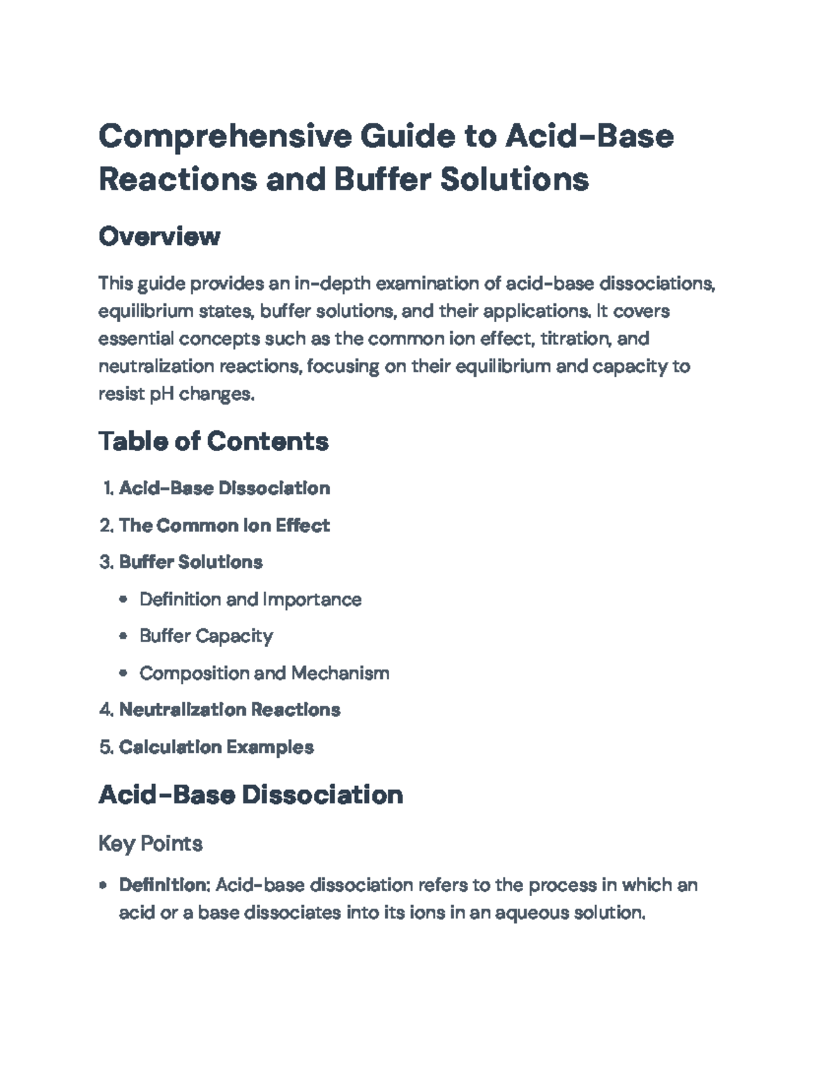 Comprehensive Guide to Acid-Base Reactions and Buffer Solutions ...