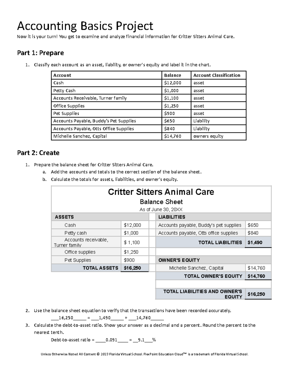ACC 101: Accounting Basics Project Analysis and Reflection - Studocu
