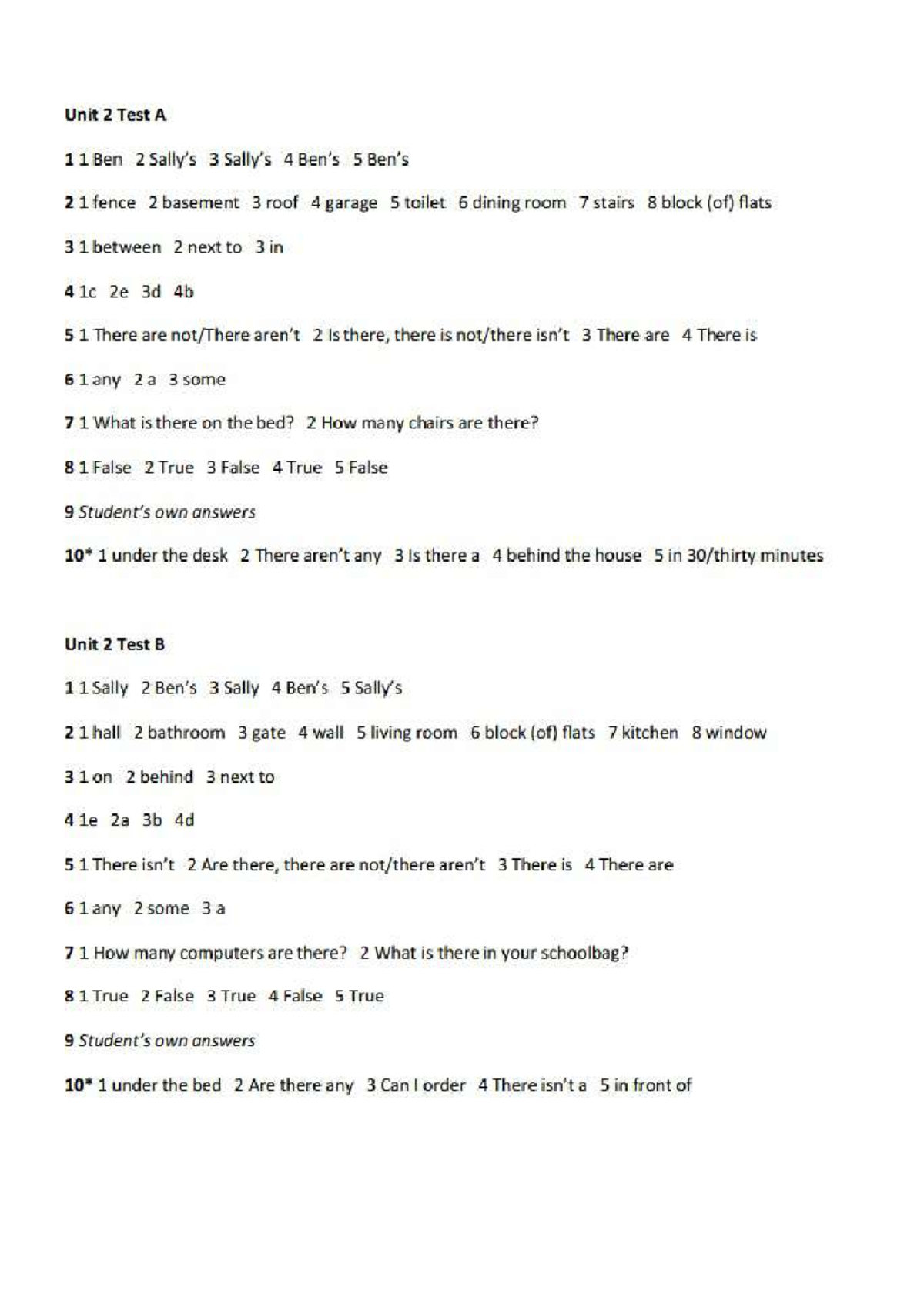 Unit 2 Test A & B Answers - English Language Skills - Studocu