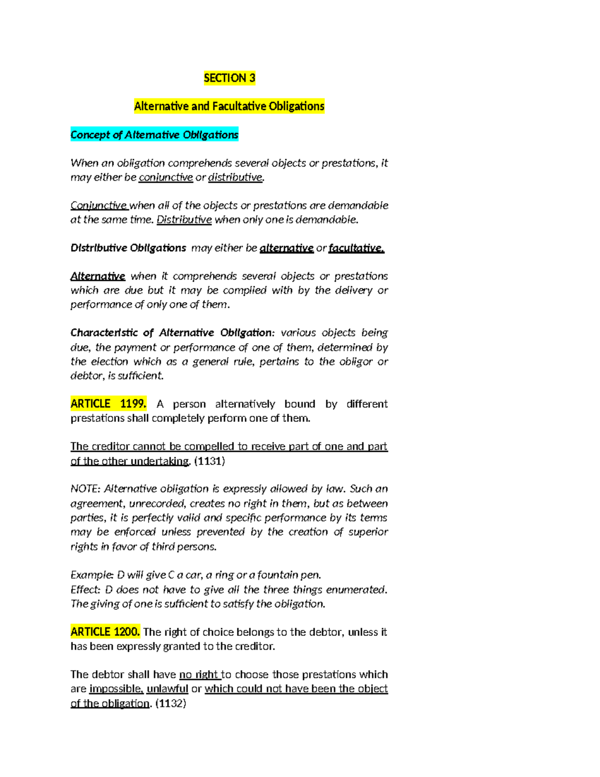 Oblicon Reviewer: Joint and Solidary Obligations (Alternative ...