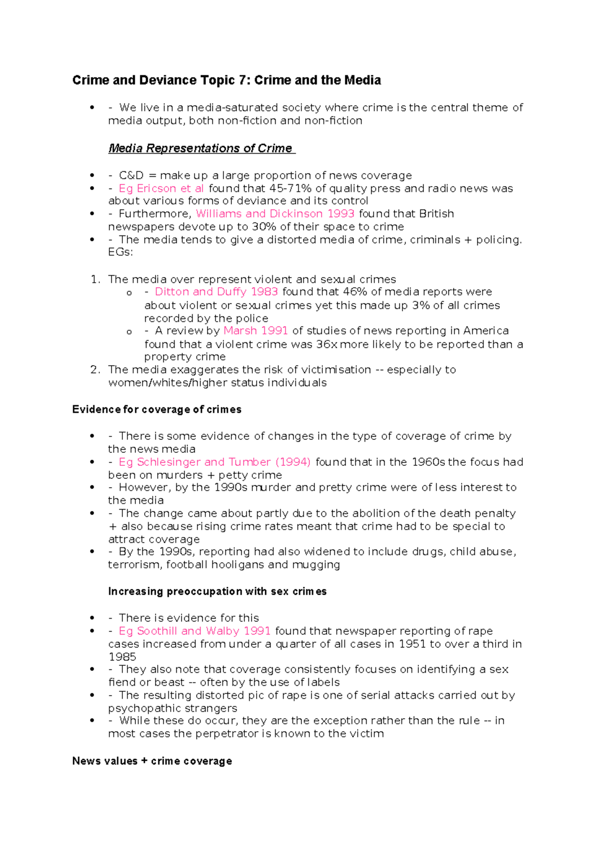 Crime and Deviance: Media Influence and Representations (Topic 7) - Studocu