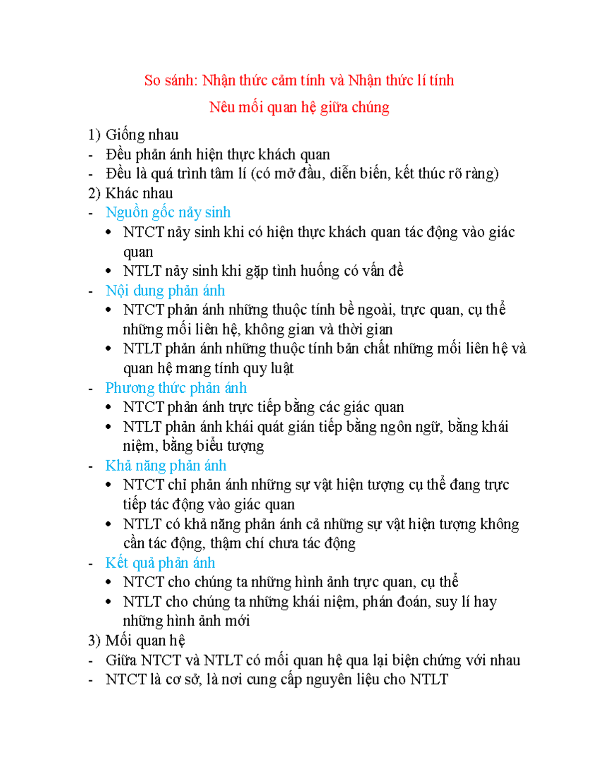 So sánh NTCT và NTLT: Mối quan hệ và Khác biệt - Studocu