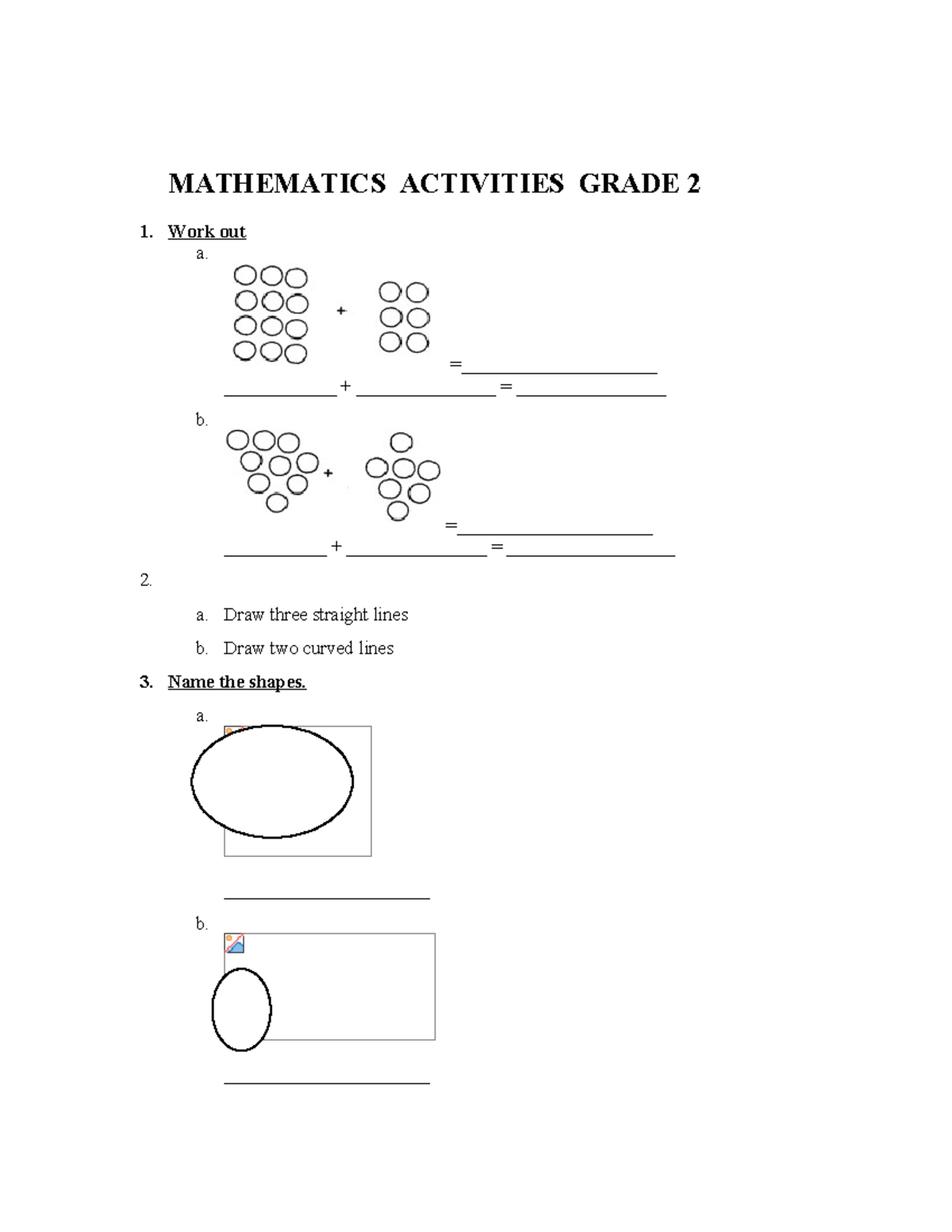 Mathematics Activities Grade 2 - MATHEMATICS ACTIVITIES GRADE 2 Work ...