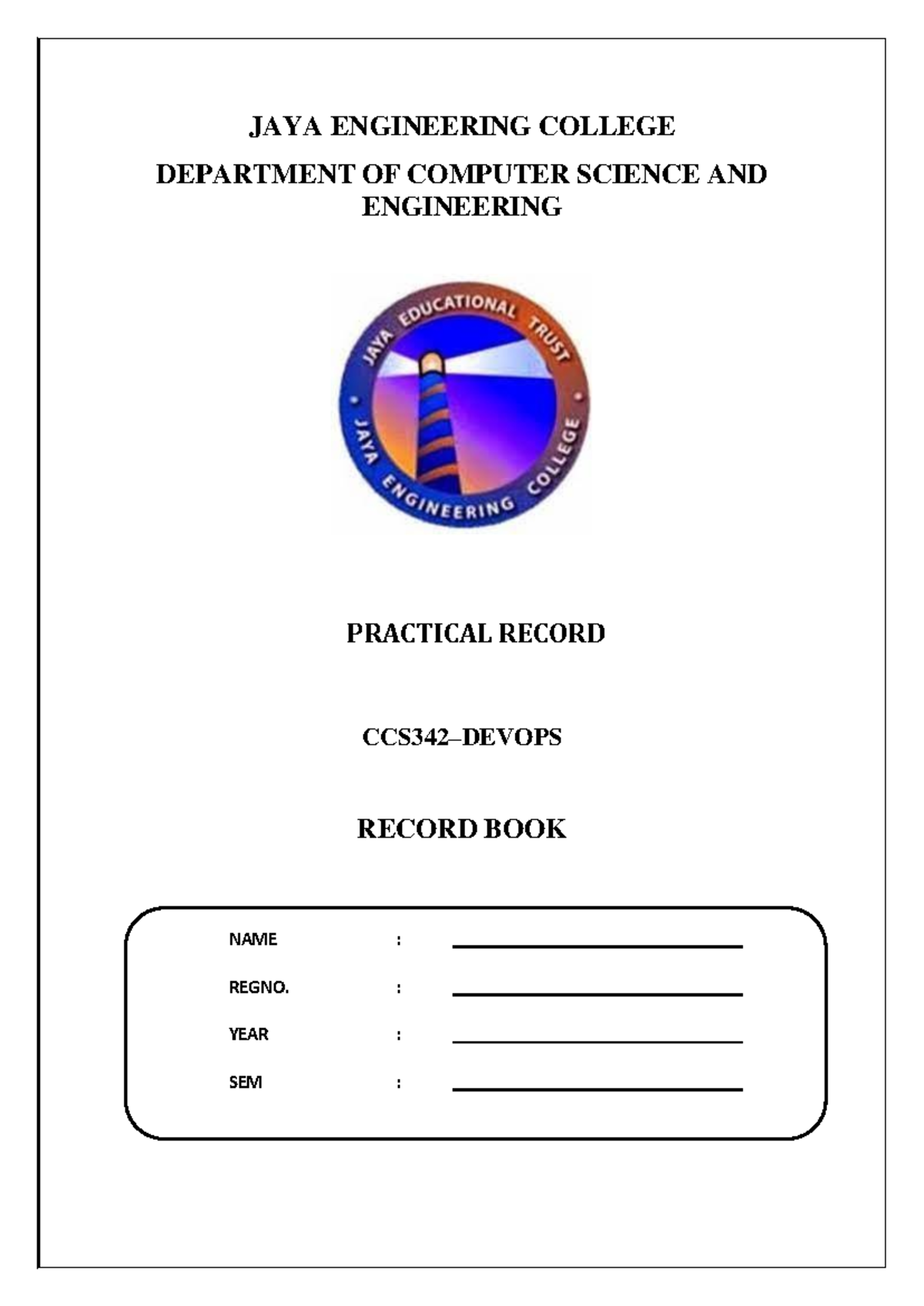 DevOps Laboratory Practical Record - CCS342 Final Manual - Studocu