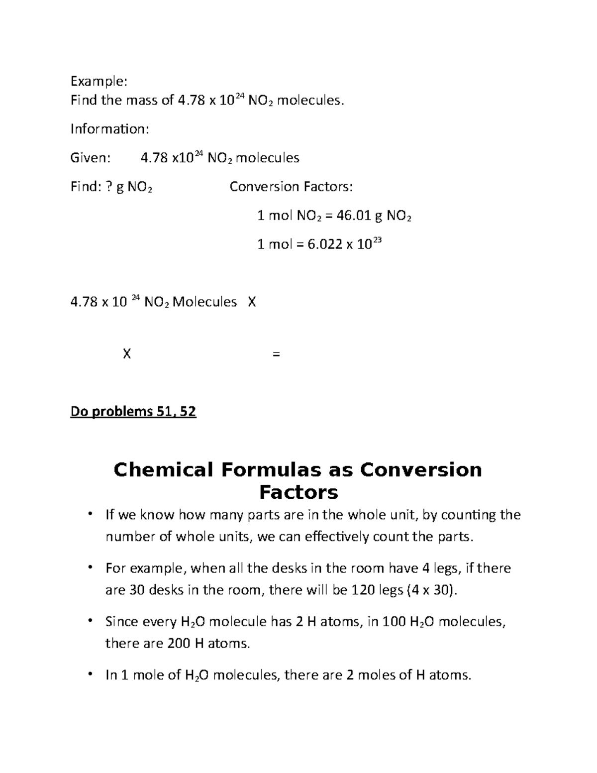 Ch. 6 - Chemical Formulas: Conversion Factors & Molar Mass Calculations ...