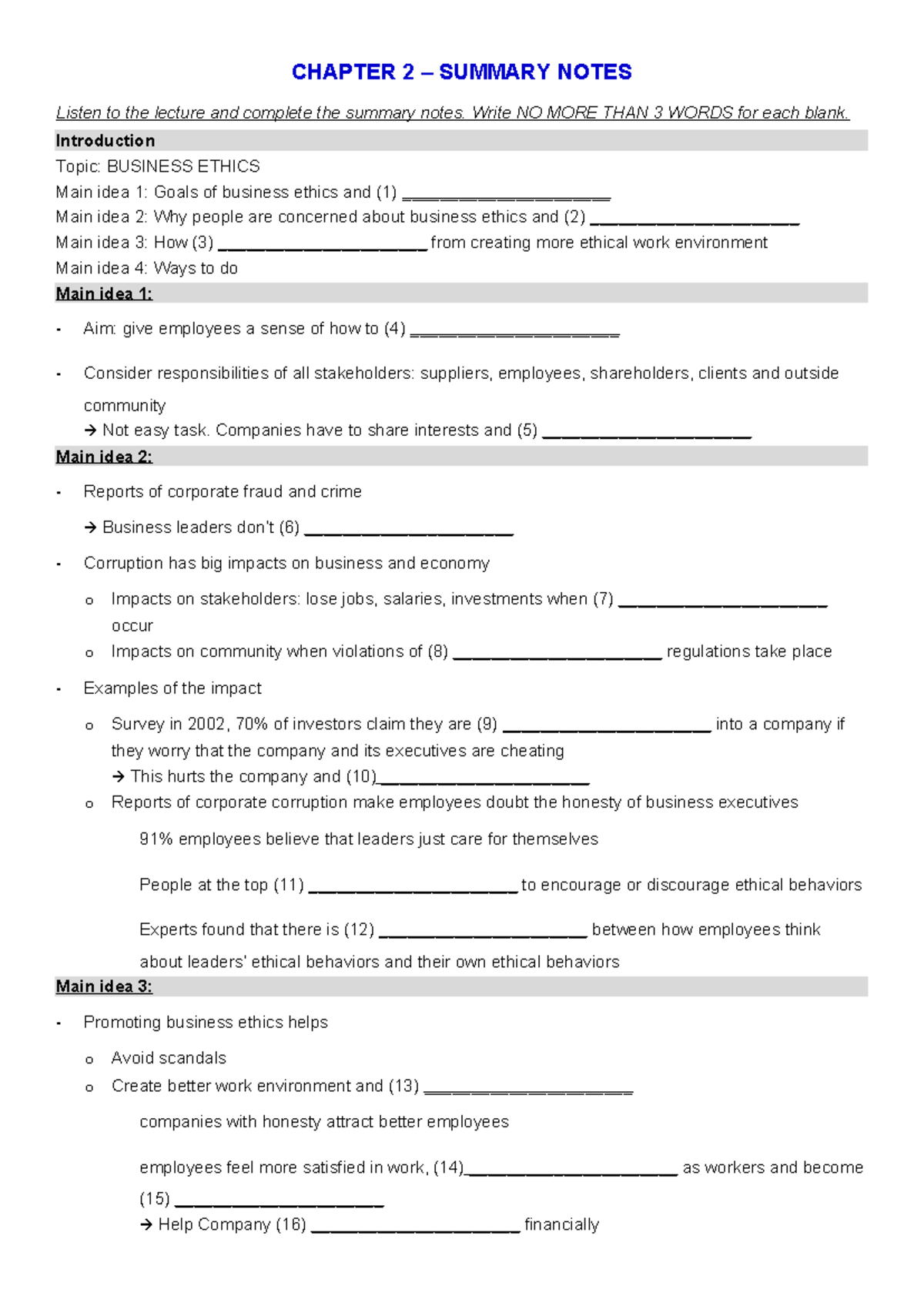 BUSINESS ETHICS CHAPTER 2 SUMMARY NOTES - Studocu