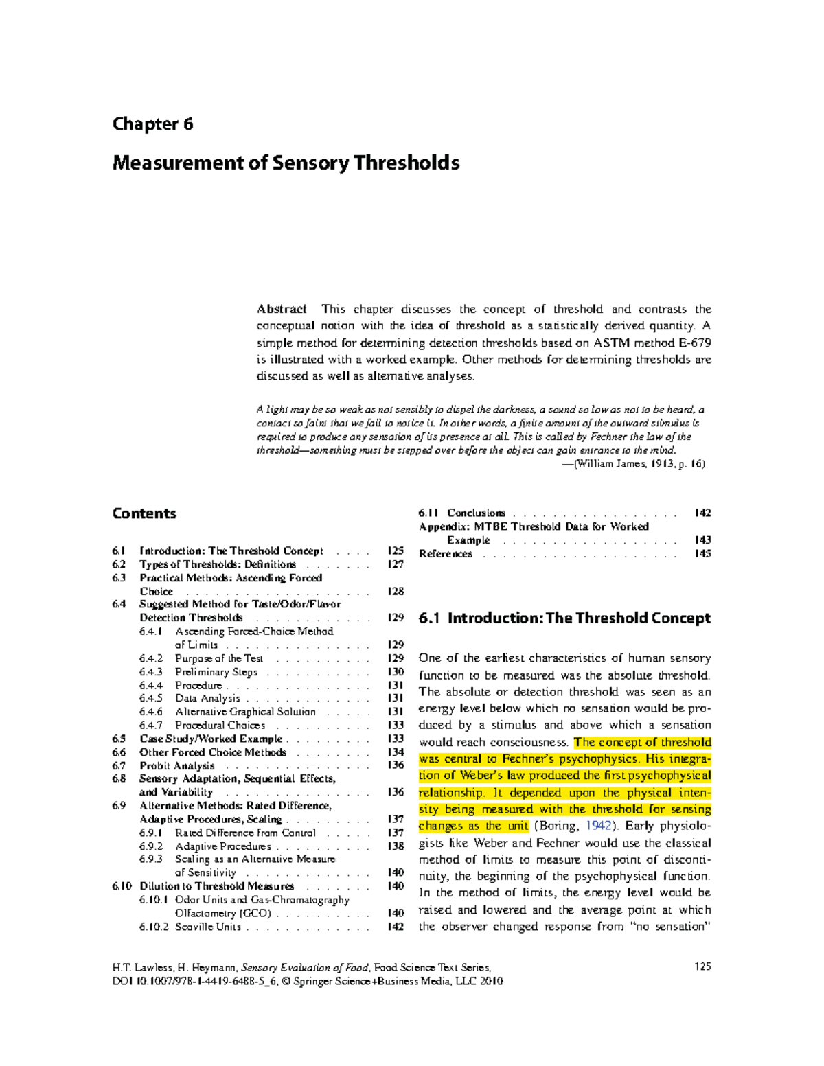 6 Measurement of sensory thresholds 7 Scaling - Chapter 6 Measurement ...