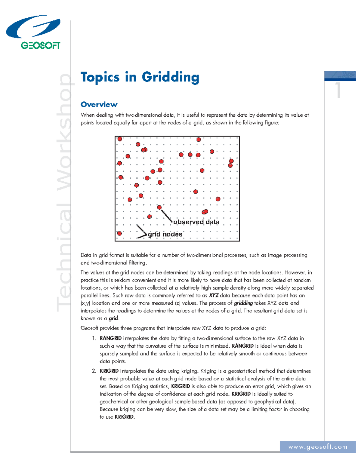 Technical Workshop on Gridding Methods: RANGRID, BIGRID & KRIGRID - Studocu