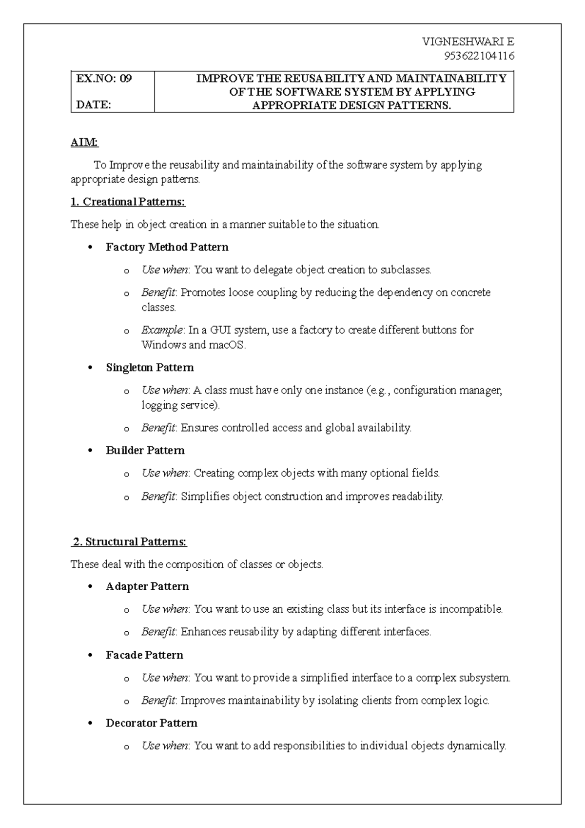 OOSE-9: Enhancing Software Reusability & Maintainability with Design ...