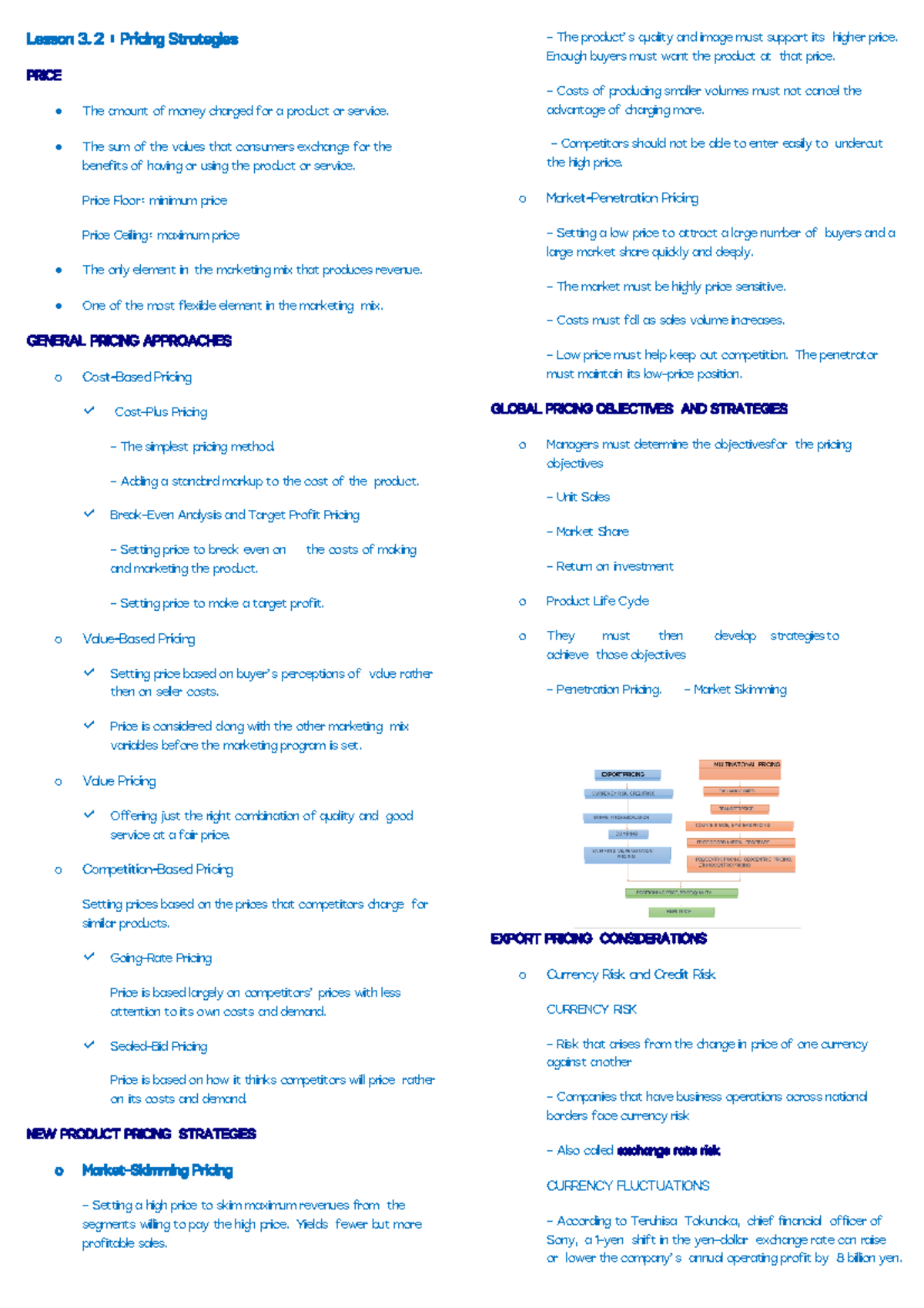 Final Exam Study Notes: Pricing Strategies for MKT 101 - Studocu