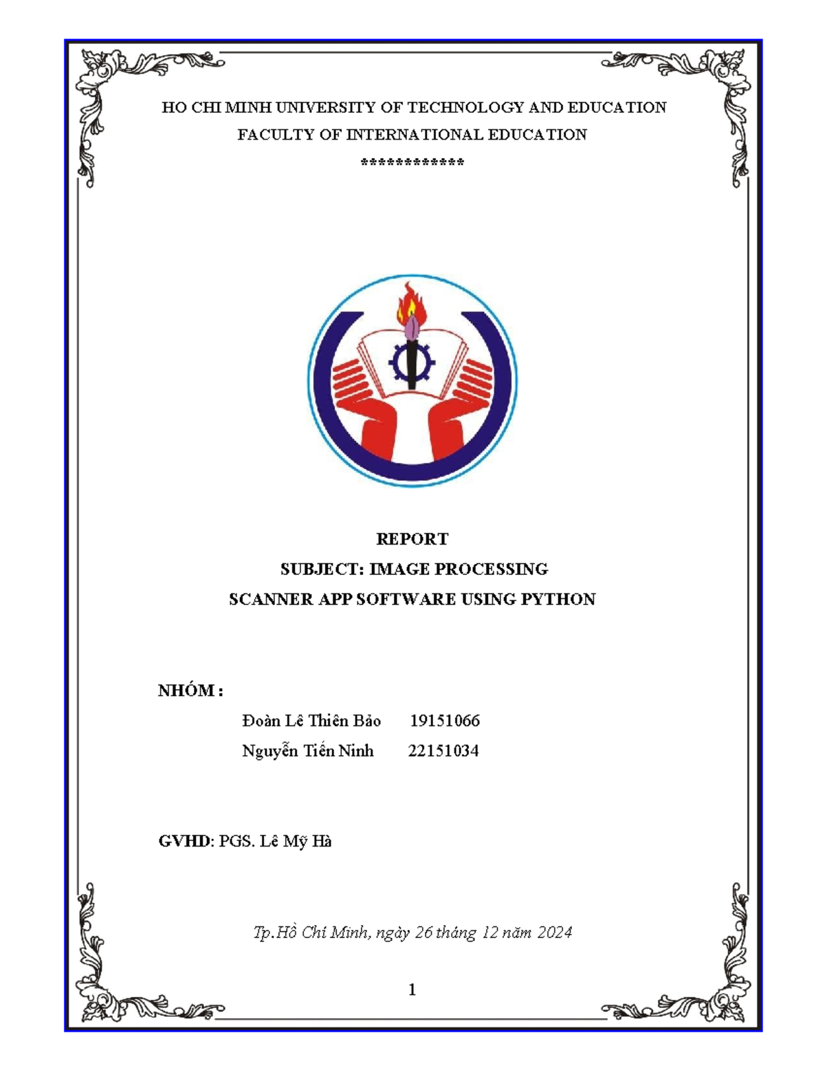 Image Processing Final - HO CHI MINH UNIVERSITY OF TECHNOLOGY AND ...
