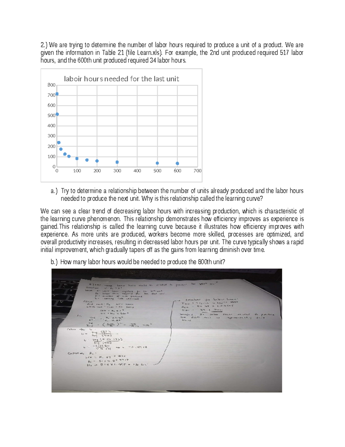 Group A 2 Statistics & Probability Analyzing Labor Hours & Learning