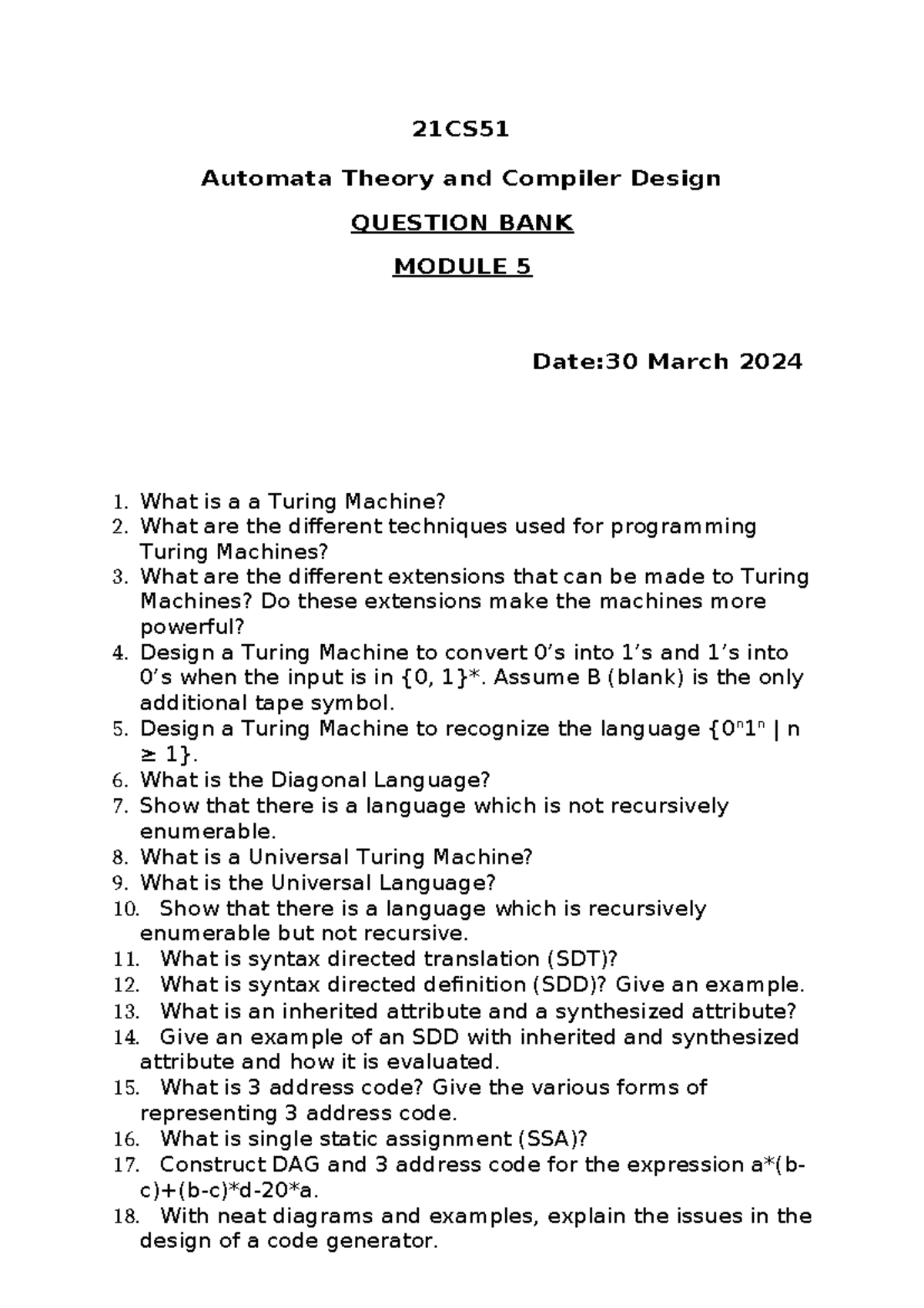 21CS51 QB MOD 5 - these are practice material for VTU exams - 21CS ...