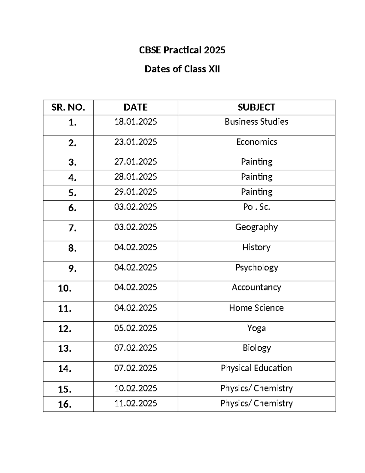 Final Practical Exam Dates of Class XII - English A: Language and ...