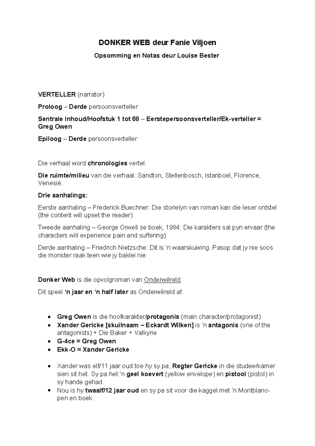 Donker WEB: Opsomming en Notas - Graad 11 2024 Eksamen - Studocu