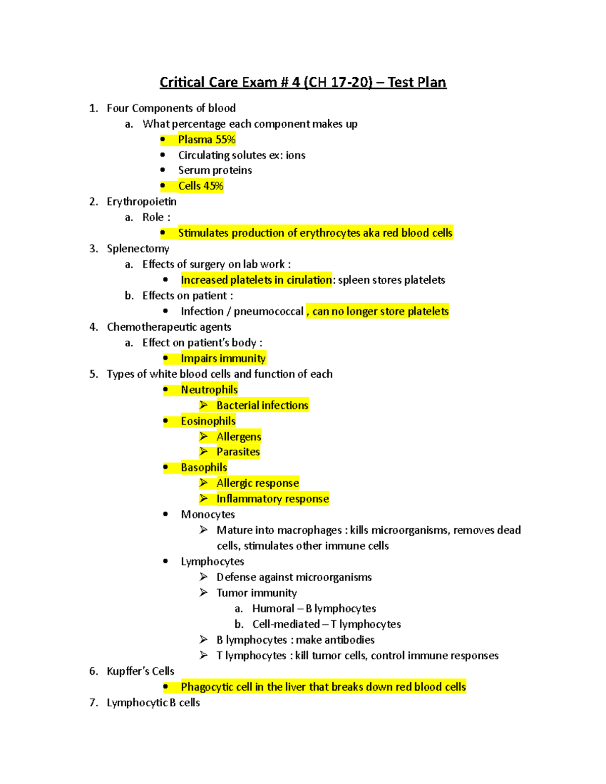 Critical Care Exam 4 Comprehensive Study Guide - Nursing Notes - Studocu