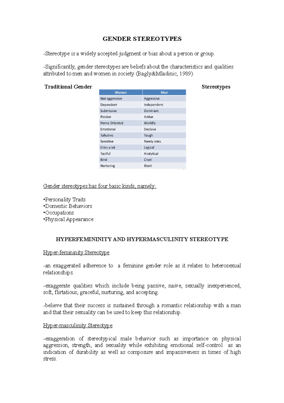 Gender Stereotypes - GENDER STEREOTYPES -Stereotype is a widely ...