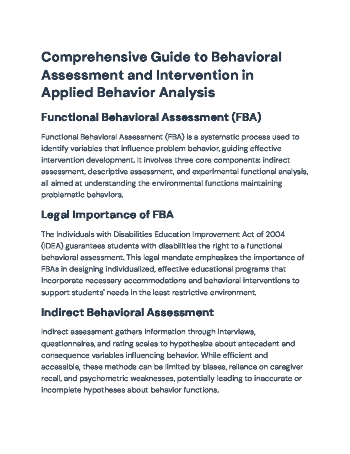 Comprehensive Guide to Functional Behavioral Assessment in ABA (FBA ...