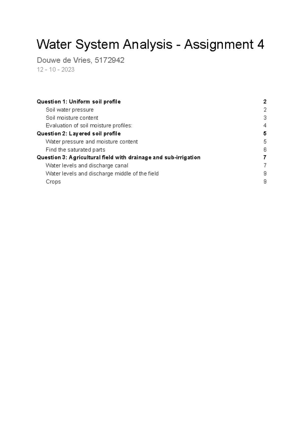 Assignment 4: In-Depth Analysis of Water Systems and Profiles - Studeersnel