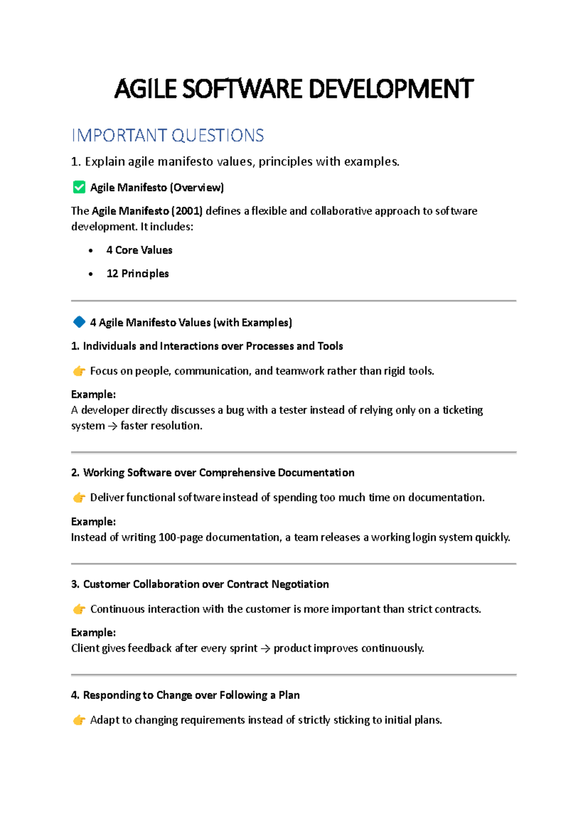 AGILE SOFTWARE DEVELOPMENT: KEY QUESTIONS & CONCEPTS - Studocu