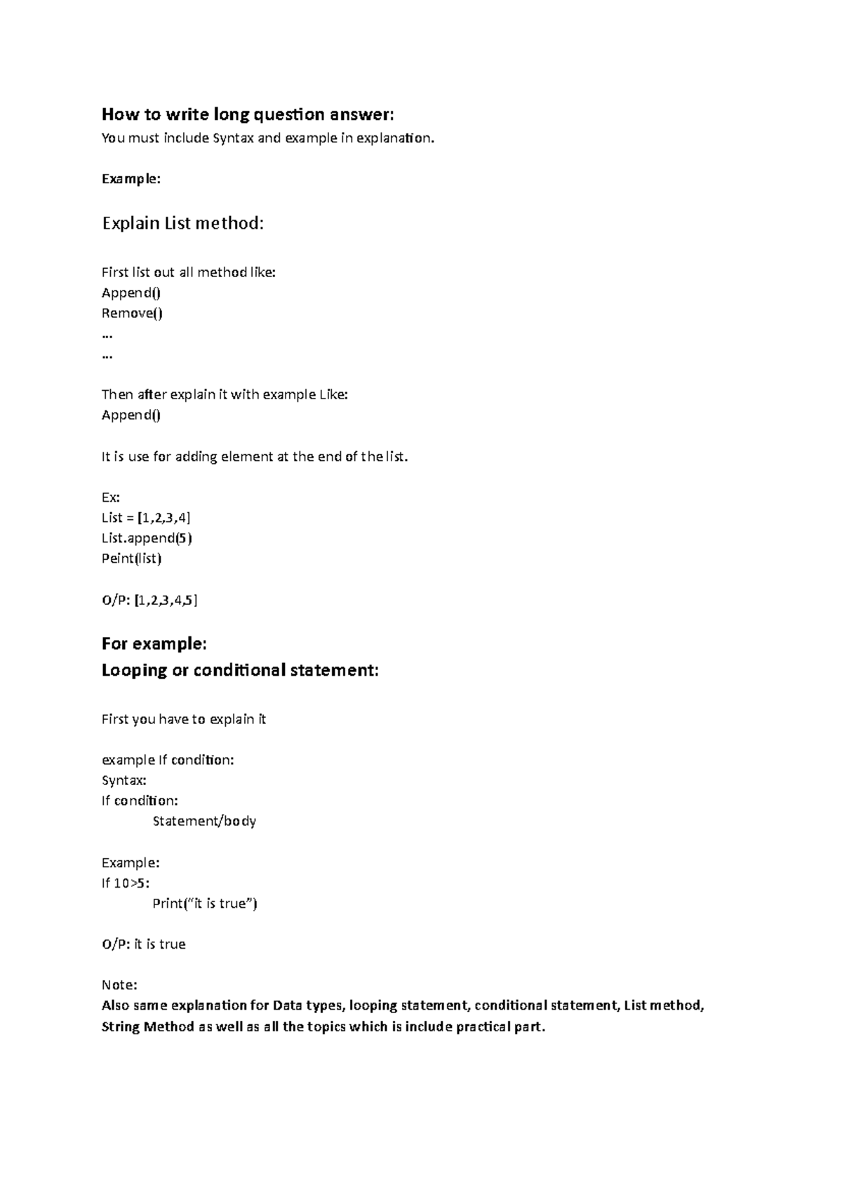 PS Material - Long Question Answer Writing Guide - Studocu