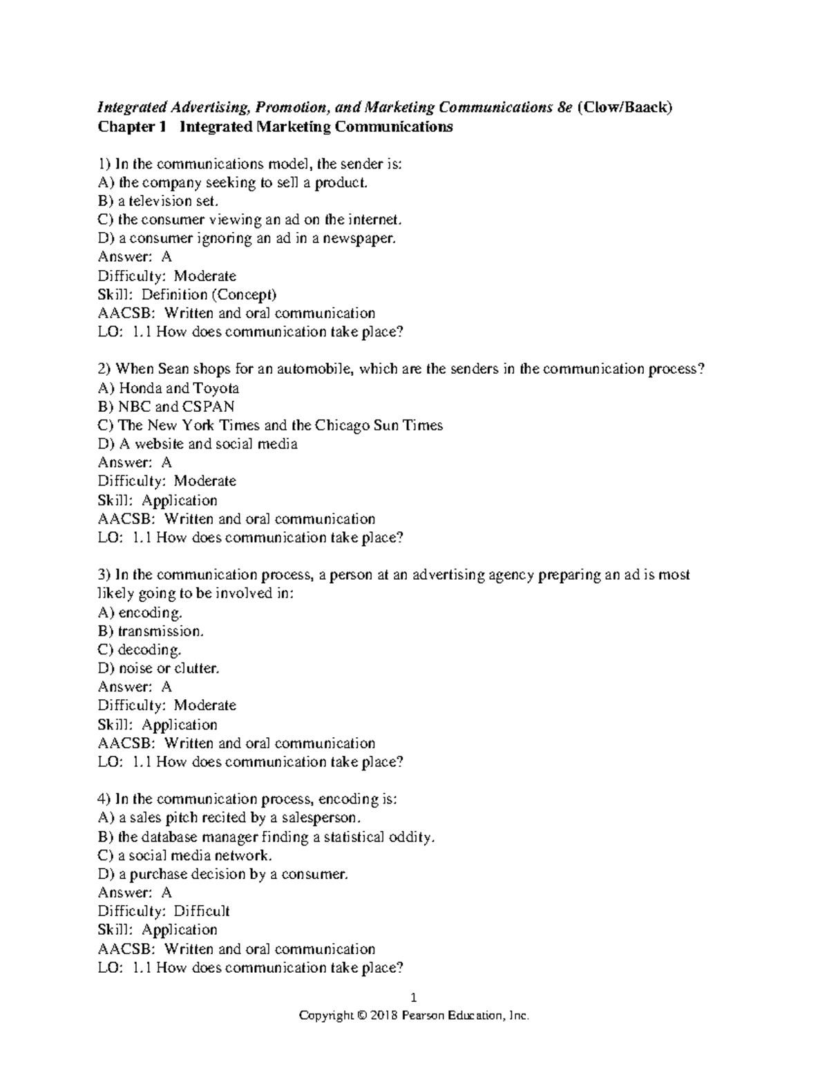 Chapter 1 - Solutions for Test Bank: Integrated Advertising & Marketing ...