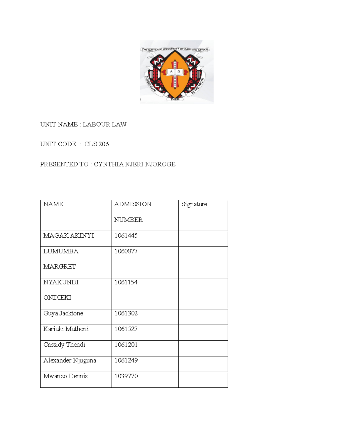 Labour Law (CLS 206) Final Exam Child Labour Presentation Notes - Studocu