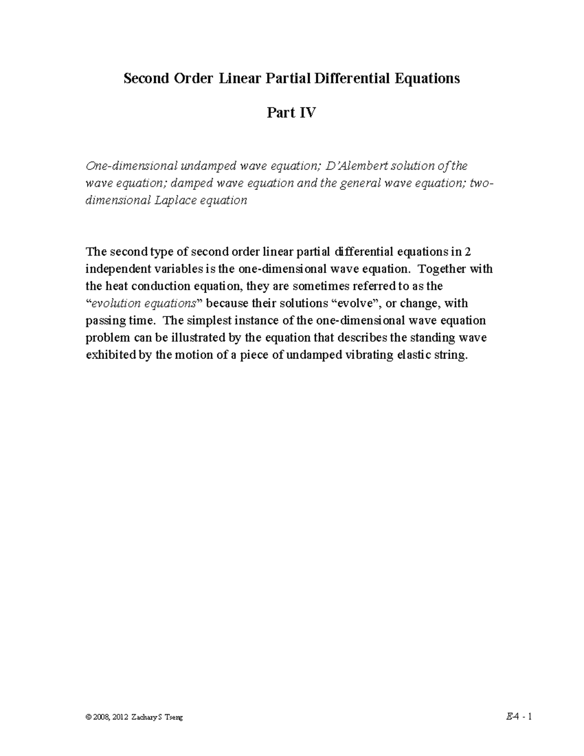 Notes-PDE pt4 - Second Order Linear Partial Differential Equations Part ...