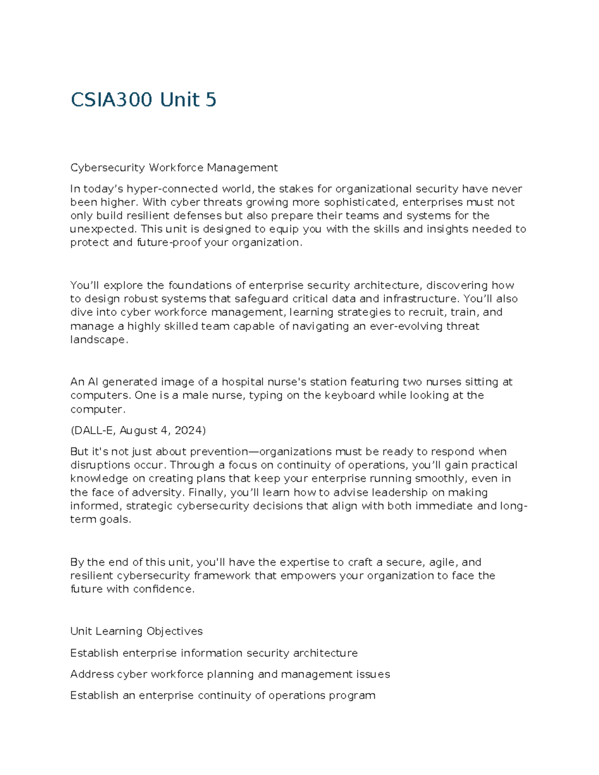 CSIA300 Unit 5 - Week 5 Assignment - CSIA300 Unit 5 Cybersecurity ...